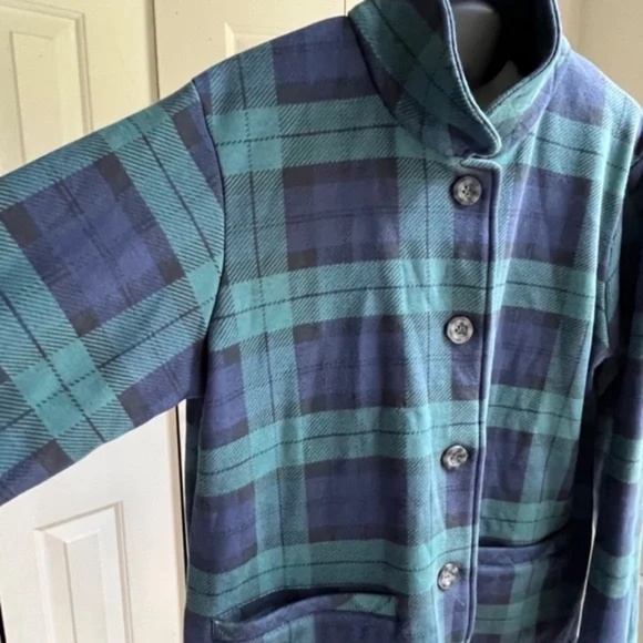 Vermont Country Terry Plaid Fleece Cardigan Sweater Plush Cozy Top Jacket Size M - Picture 3 of 12